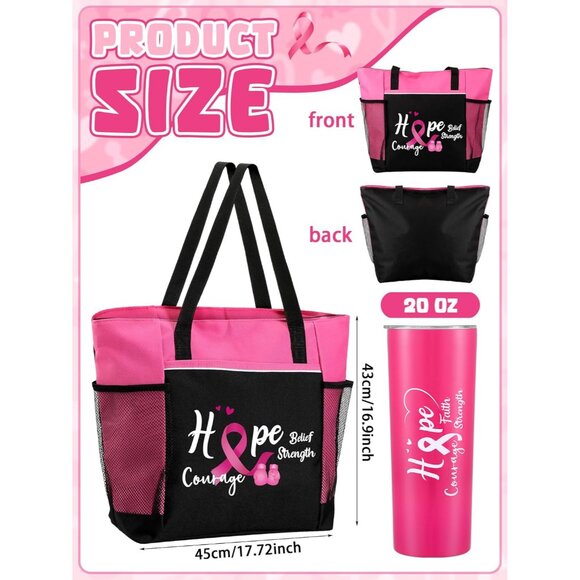 Breast Cancer Awareness Gifts Tote Bag Tumbler Care Package for Women - Picture 5 of 6